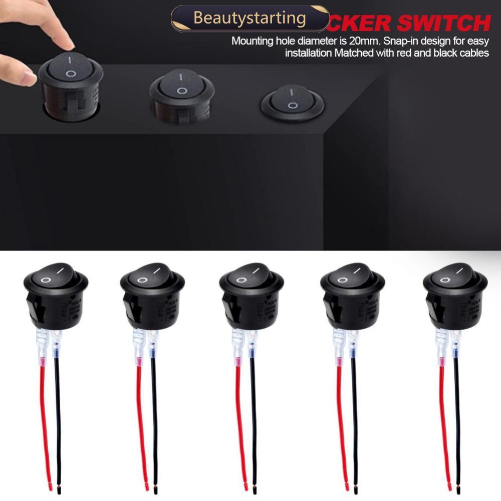 BEAUTYSTARTING 5Pcs Car 20mm Mini Round Rocker Switch ON Off 12 Volt ...