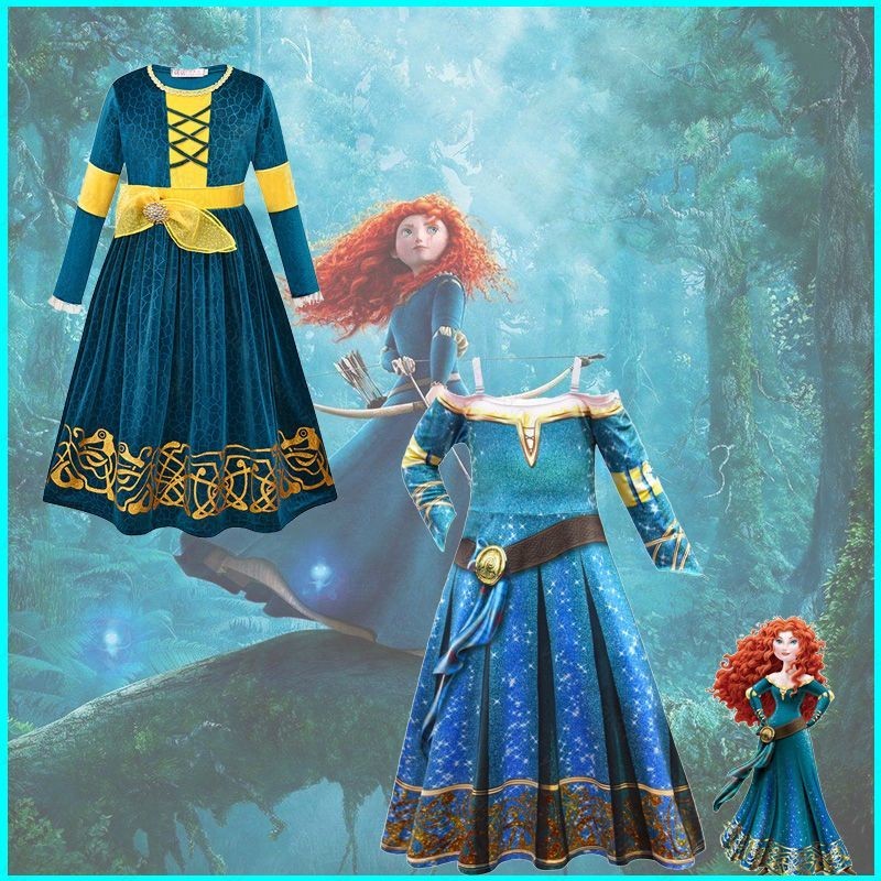 BY Pixar Brave Merida Princess Cosplay Costume for Children Girls ...