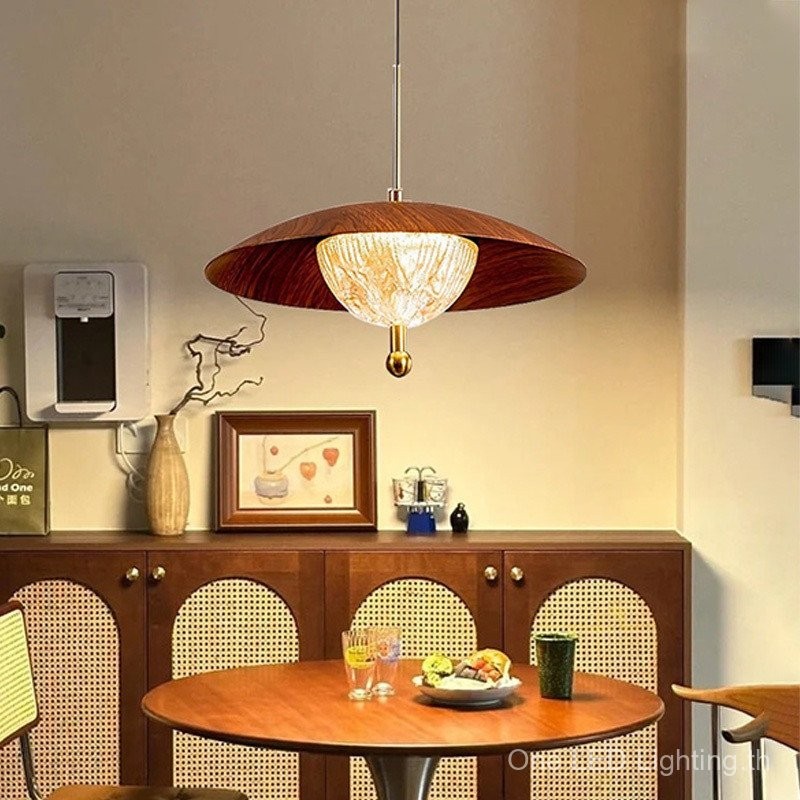 Vintage Iron Dining Table Lamp Wabi-sabi Style Home Decor Light Walnut Wood Pattern Bedroom ...