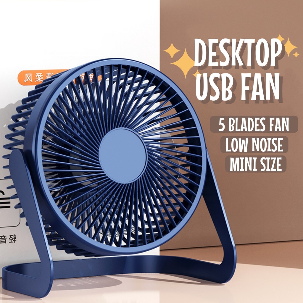 5 Inch USB Fan Electric Portable Table Fan 360 Rotation Mini Fan Desk ...