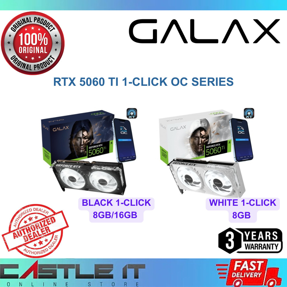 GALAX NVIDIA GeForce RTX 5060 Ti 1-Click OC Black White 8GB 16GB GDDR7 ...