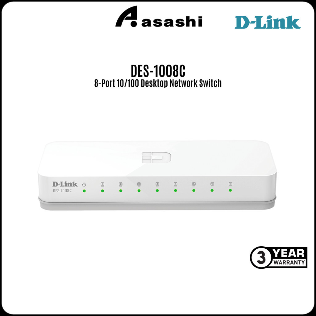 D-Link DES-1008C 8-Port 10/100 Desktop Network Switch | Shopee Malaysia