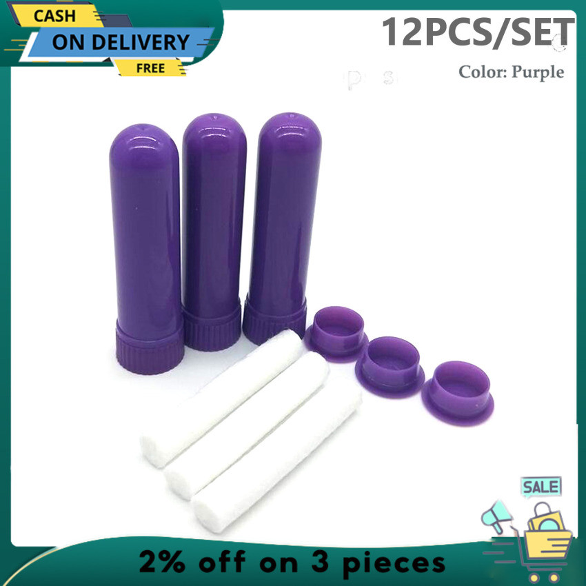 12Pcs/set Essential Colored Plastic Blank Nasal Aromatherapy Inhalers ...