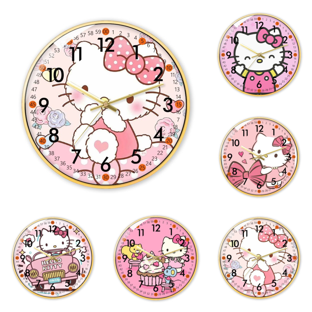 Cartoon Cartoon Wall Clock Hello Kitty Silent Clock Cartoon Children's ...