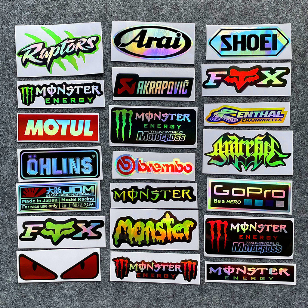 21PCS/SET Laser Rainbow Helmet Stickers Motorcycle Body Windshield ...