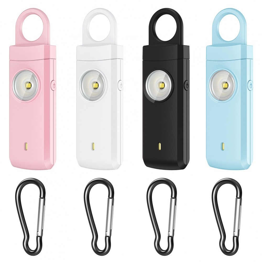130DB Safety Personal Alarm Rechargeable LED Keychain Flashlight Strobe ...
