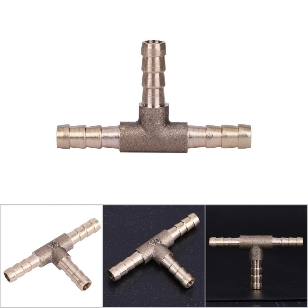 15mm Brass Barbed T Piece Fuel Hose Adapter – 3 Way Joiner For Fuel Or Gas Lines