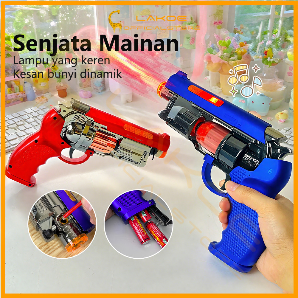 LAKOE Pistol Mainan Kanak-Kanak with Mist Spray Sound and Light Toys ...