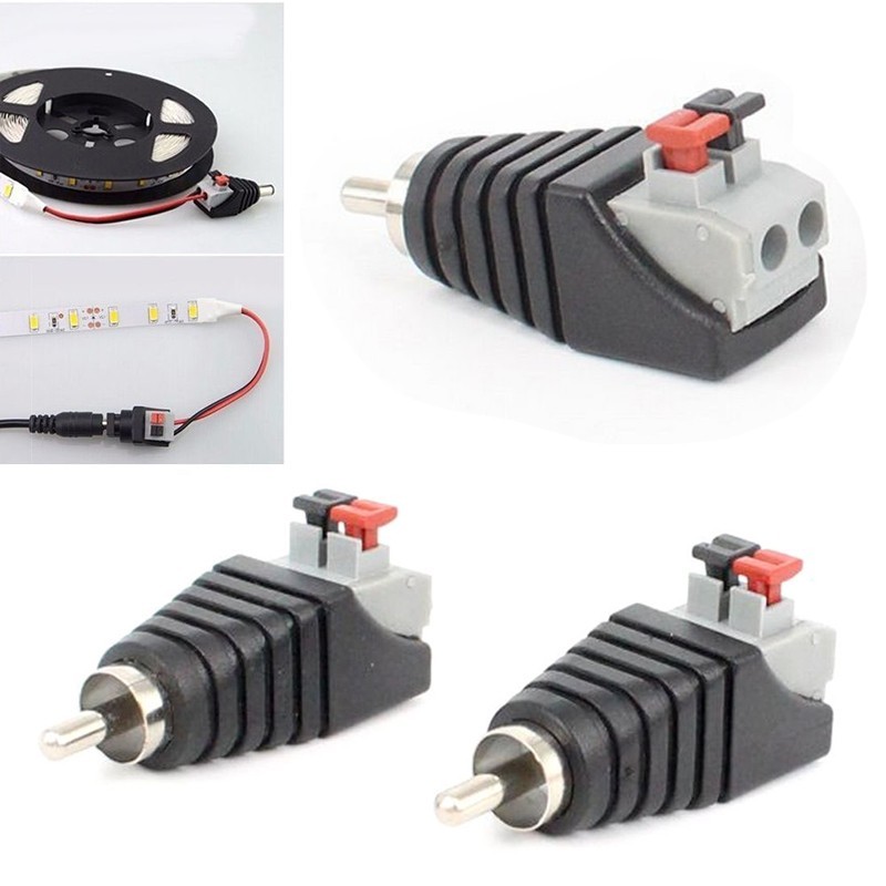 Speaker Wire A/V Cable to Audio Male RCA Connector Adapter Jack Press ...