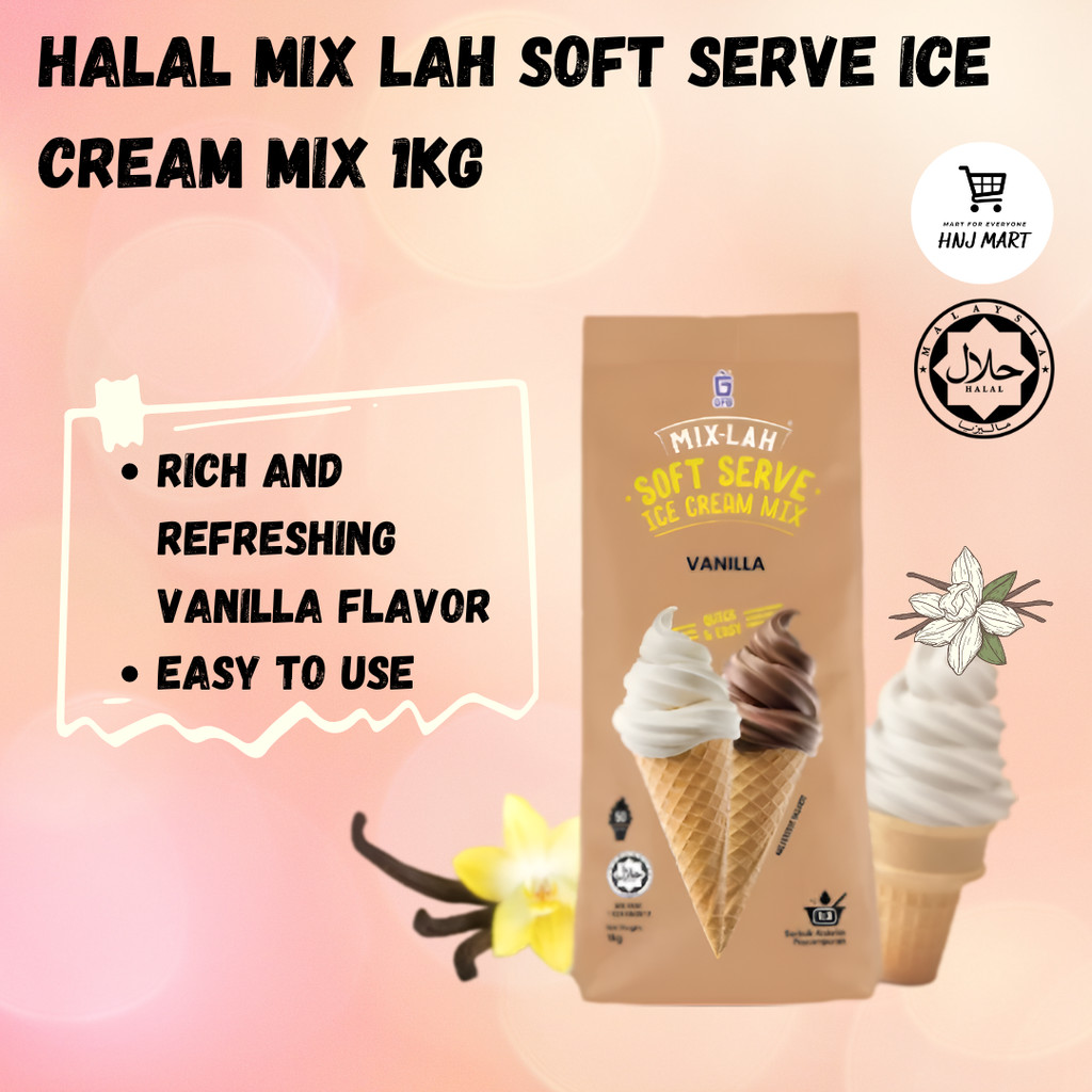 Halal Mix Lah Vanilla Soft Serve Ice Cream Mix 1KG 软冰淇淋雪糕粉 | Shopee ...