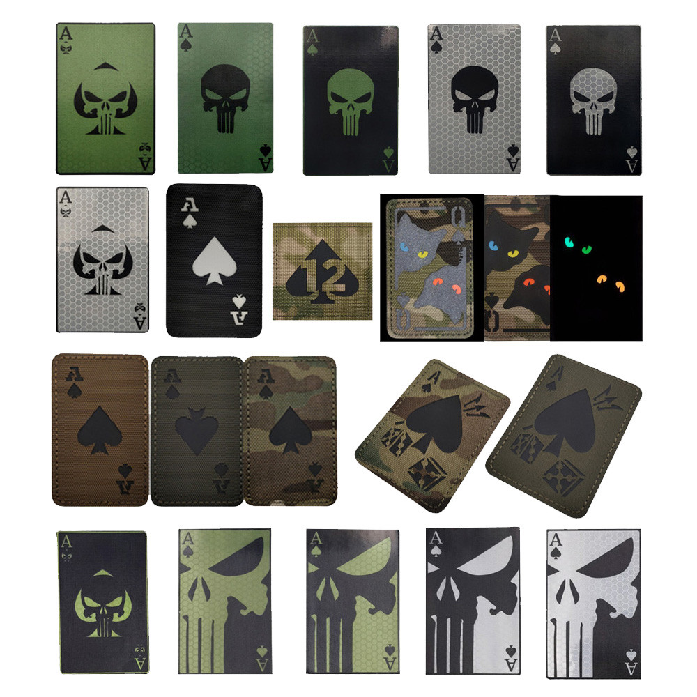 Outdoor Bag Accessories Playing Cards Fully Reflective Spades A Patch ...