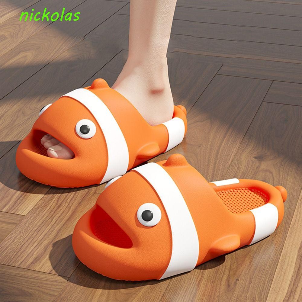 NICKOLAS Women Goldfish Slippers, Anti-skid Fish Shaped Big Mouth Fish  Slippers, Cute Soft Cool Daily Household Funny Shoes Summer