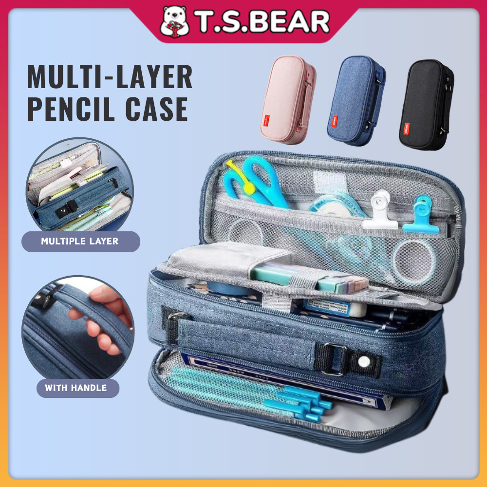 Student Pencil Case Pouch Pencil Box Office Stationery Organizer Kotak ...