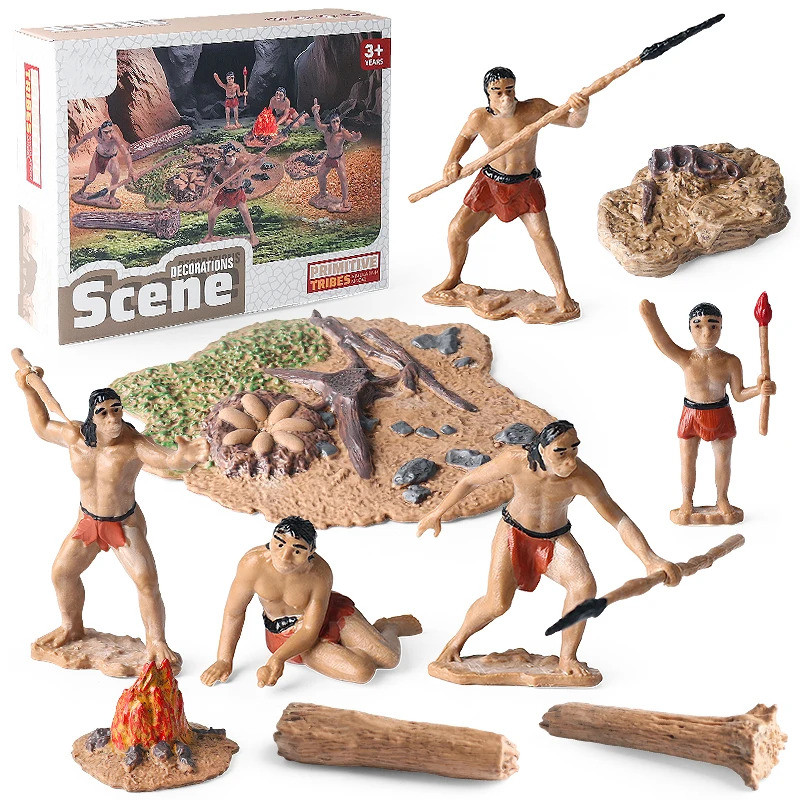 Prehistoric People Life Scene Human Evolution Wild Sabre-toothed Tiger ...