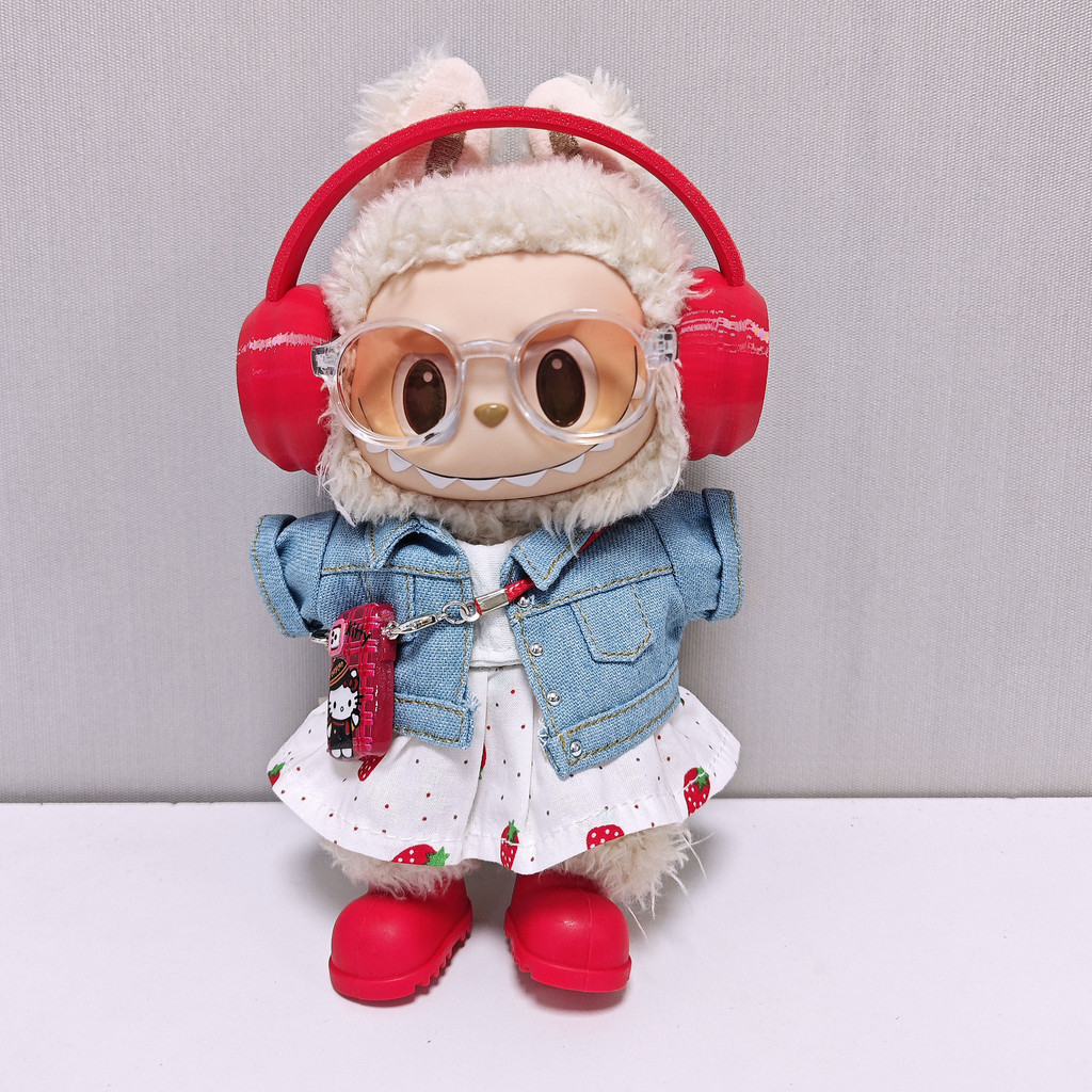 15cm 17cm Labubu Clothes Cowboy jacket strawberry skirt set For labubu ...