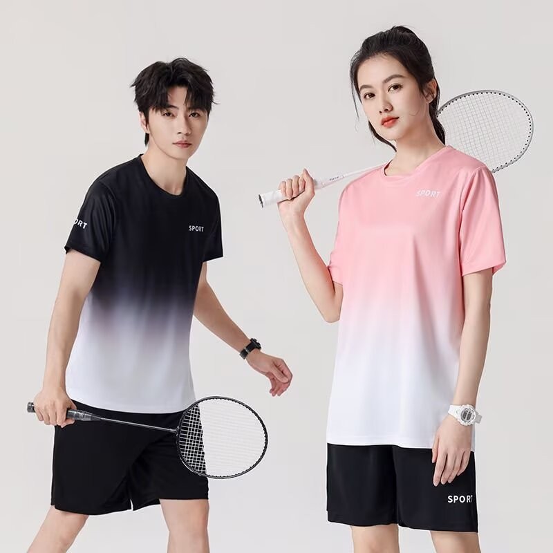 [M-5XL] 2025 Unisex Quick Dry Sports Set Ice Silk Dri-Fit Gradient ...