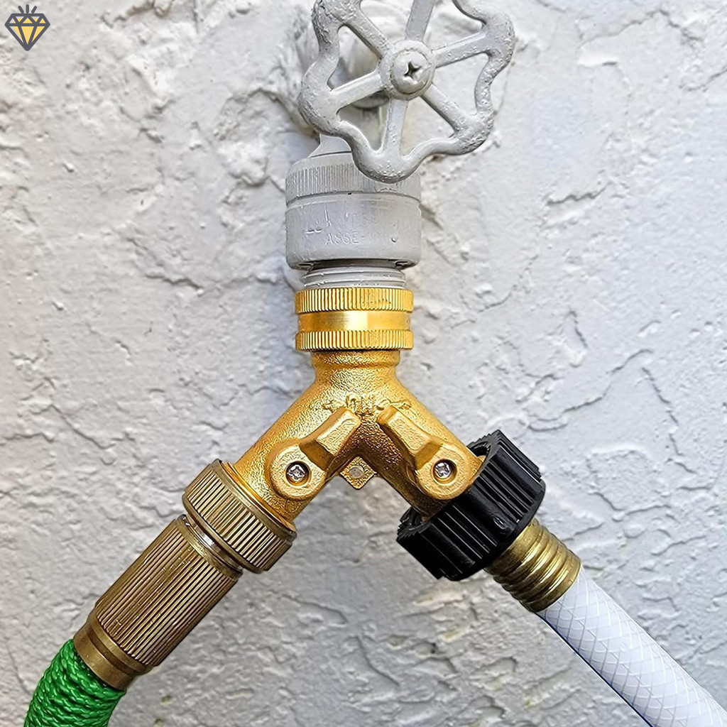 Outdoor Water Distributor 3-Way Brass Garden Hose Splitter - Water Flow Control Valve For Irrigation & Garden HydroSure Chrome Threaded Two