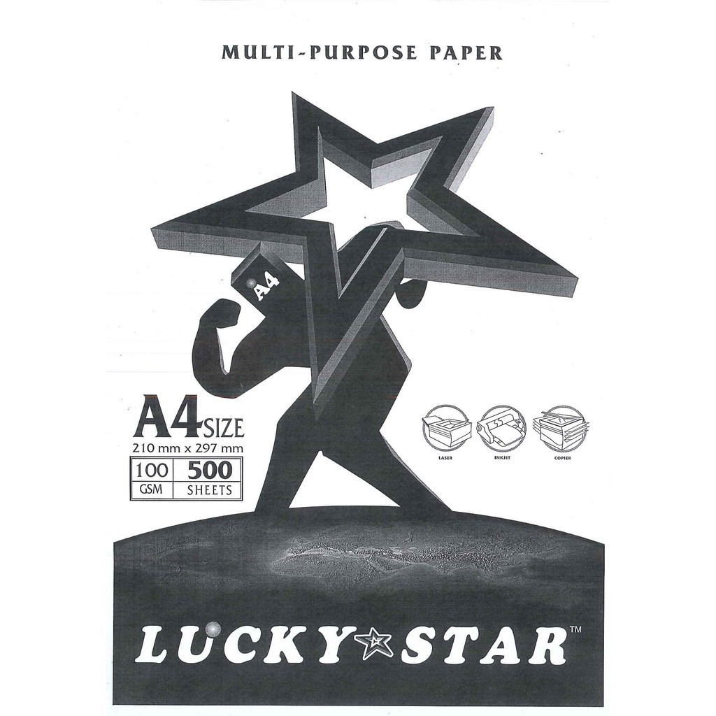 LUCKY STAR MULTI PURPOSE PAPER A4 SIZE 100GSM 500 SHEETS 210MM X 297MM ...