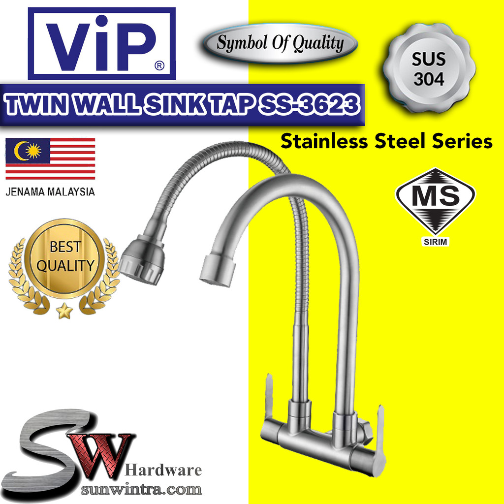 VIP SUS304 STAINLESS STEEL DOUBLE WALL SINK TAP #SS-3623 SS3623 TAP ...
