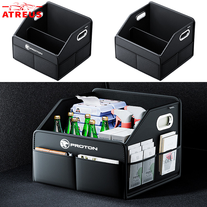 Proton Car Trunk Leather Storage Box Rear Trunk Multipurpose Organizer ...