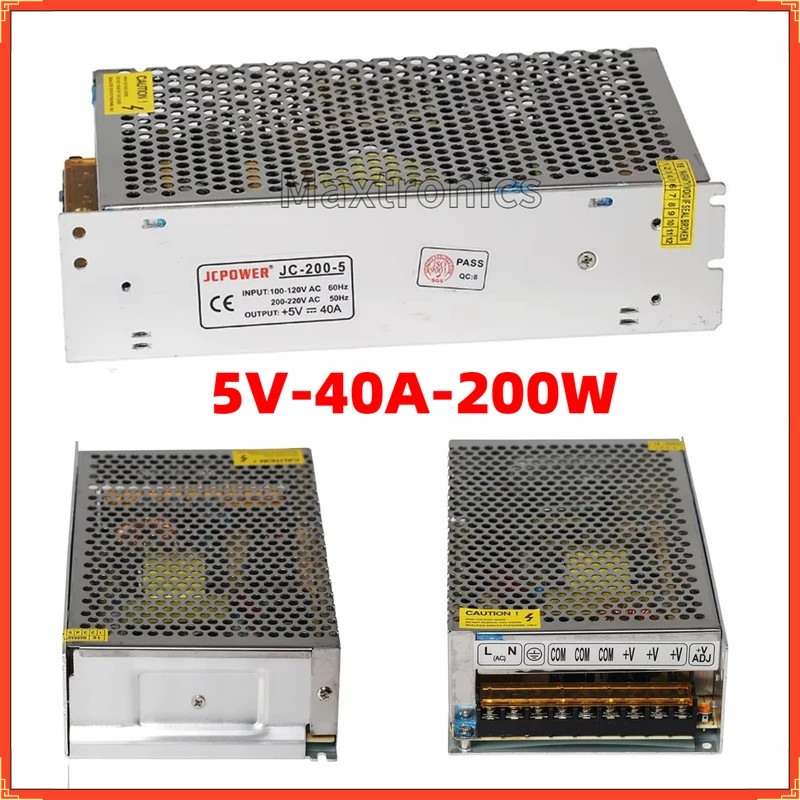 5V 40A 200W LED Power Adapter Lighting Transforme Switching Driver AC ...