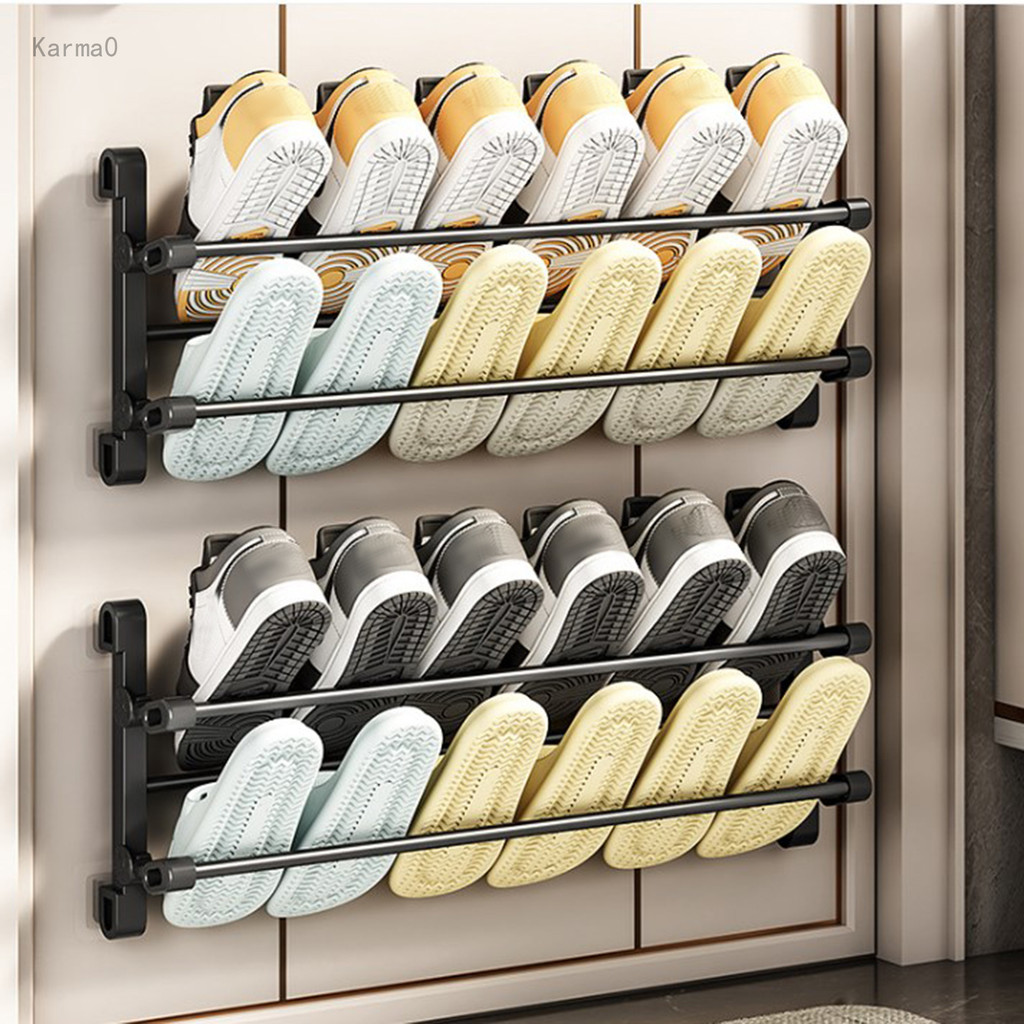 3 In 1 Shoe Rack Wall Mounted Hanging Shoe Storage Multifunction ...