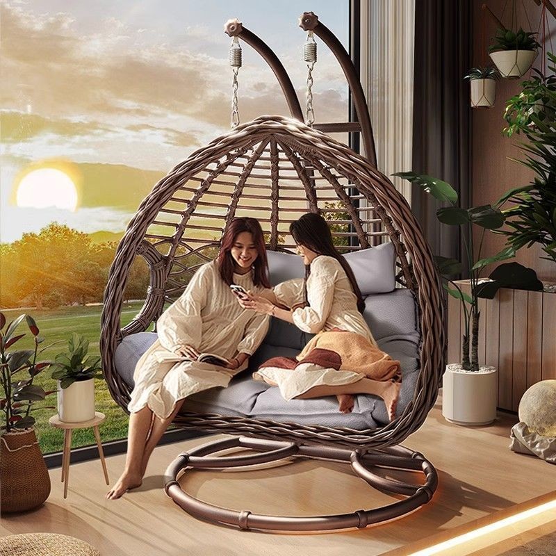 Courtyard Outdoor Swing Home Bird's Nest Balcony Indoor Double Hanging  Basket Rocking Chair Cradle Hammock Rattan Chair Glider Lazy