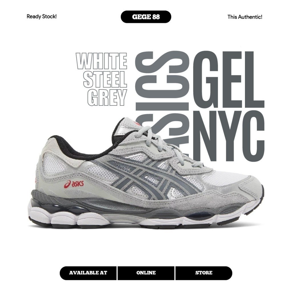 2024 new Asics Gel NYC White Steel Gray 100 Original Sneakers Casual