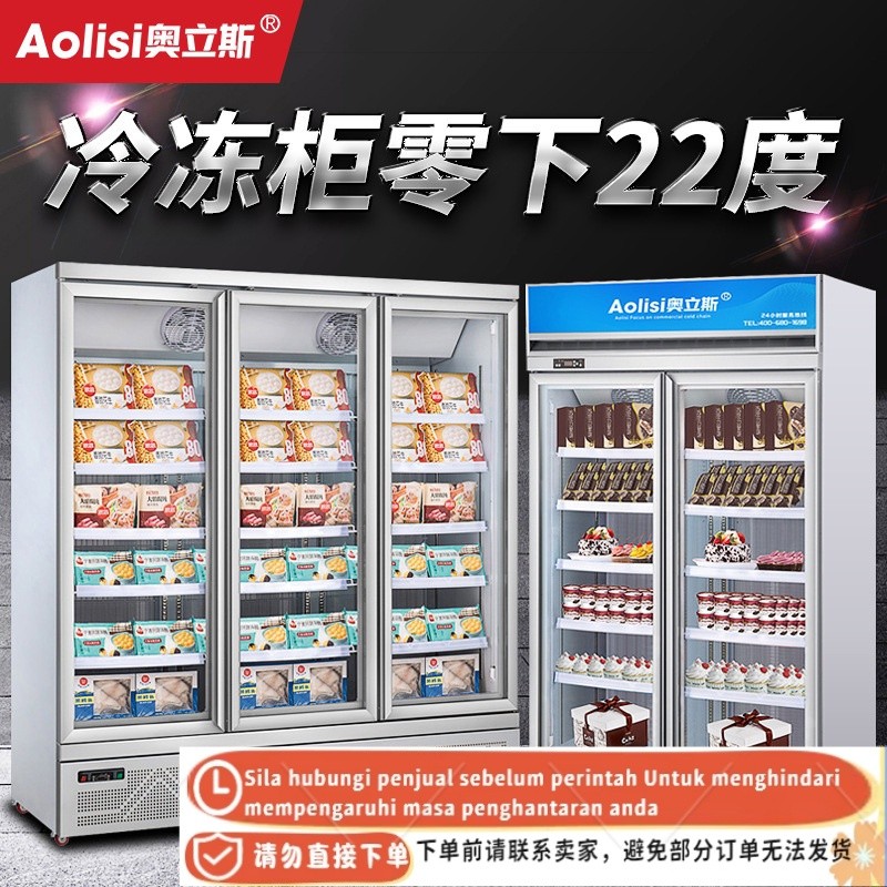 HY@ Oris Commercial Freeze Storage Display Cabinet Vertical Ice Cream ...