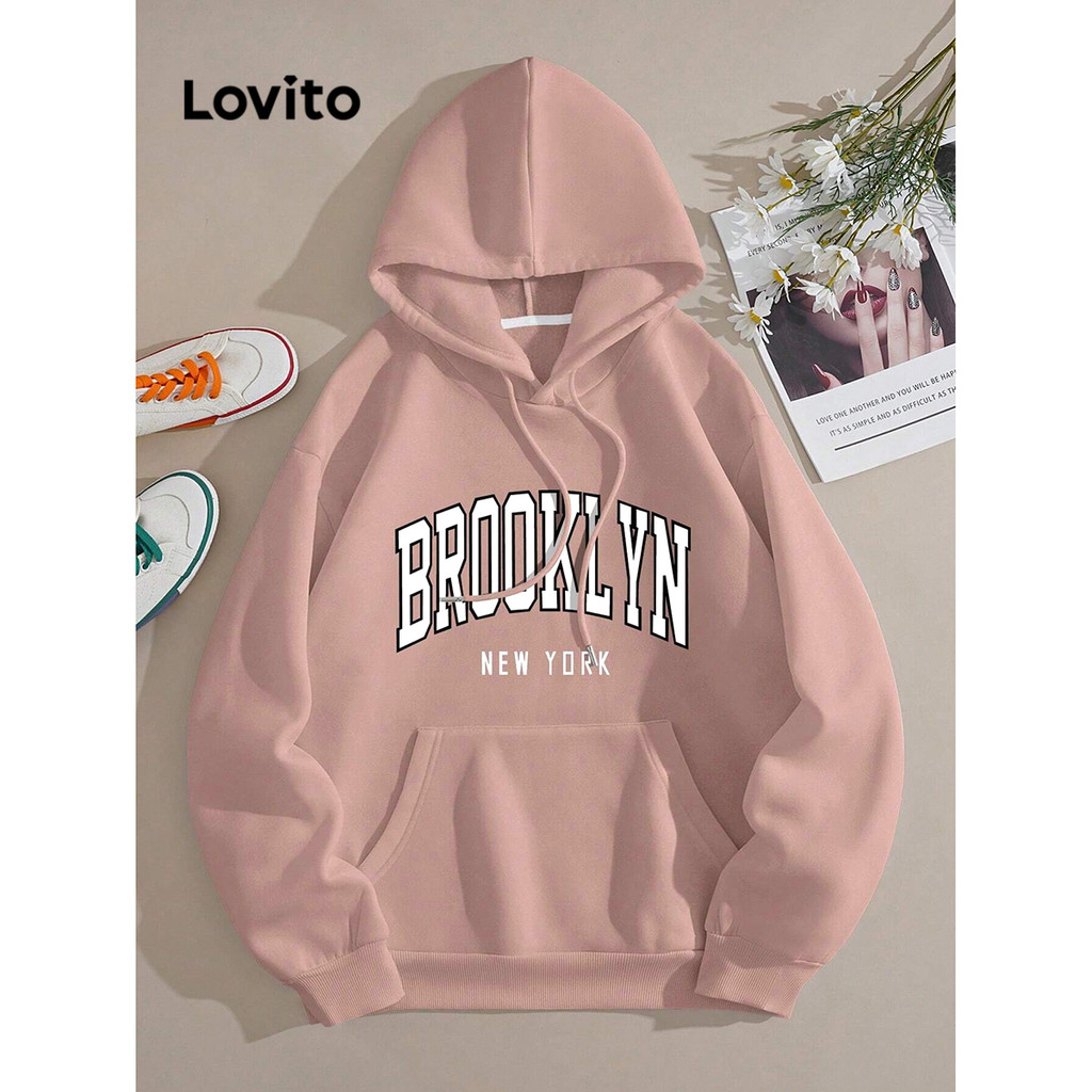 Lovito Casual Letter Pocket Sweatshirt for Women L106AD069 Shopee