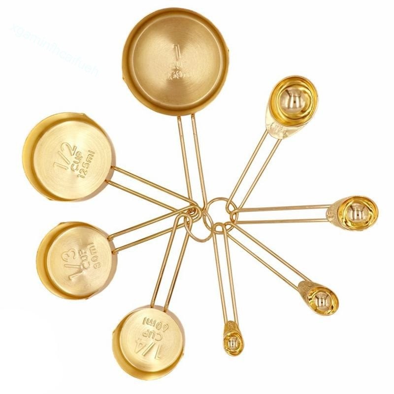 Gold Measuring Cups Measuring Spoons Set Stainless Steel 8 | Shopee ...