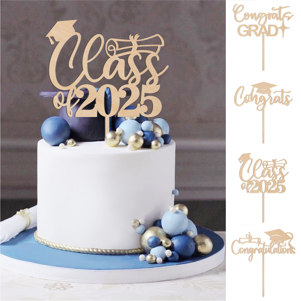 JIEEIN Class Of 2025 Graduation Cake Topper - Mirror Silver Acrylic, 4.6" X 7.1", Congrats Grad Decoration