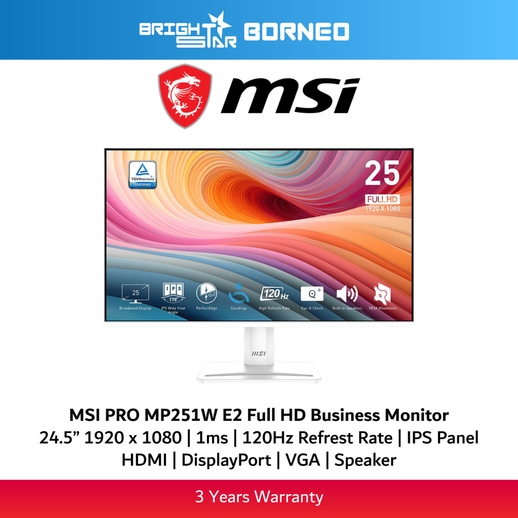 MSI PRO MP251 E2 / MP251W E2 Full HD Business Monitor | Shopee Malaysia