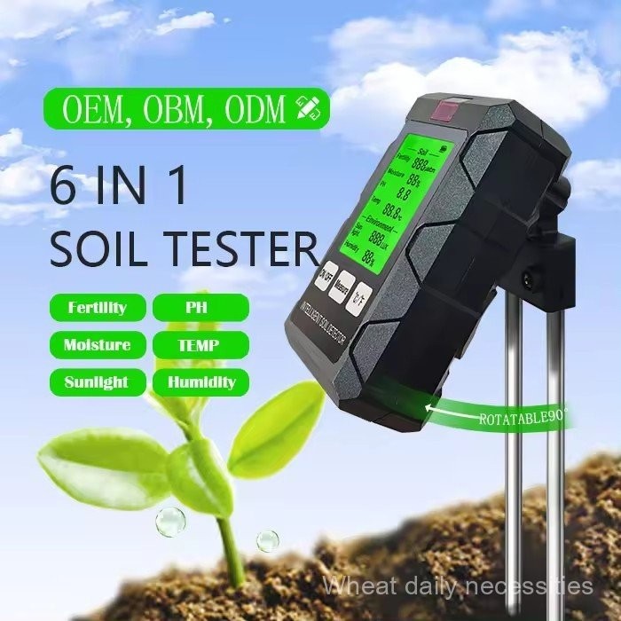 Six-in-One Soil Tester Gardening Planting Instrument Soil PH Humidity ...