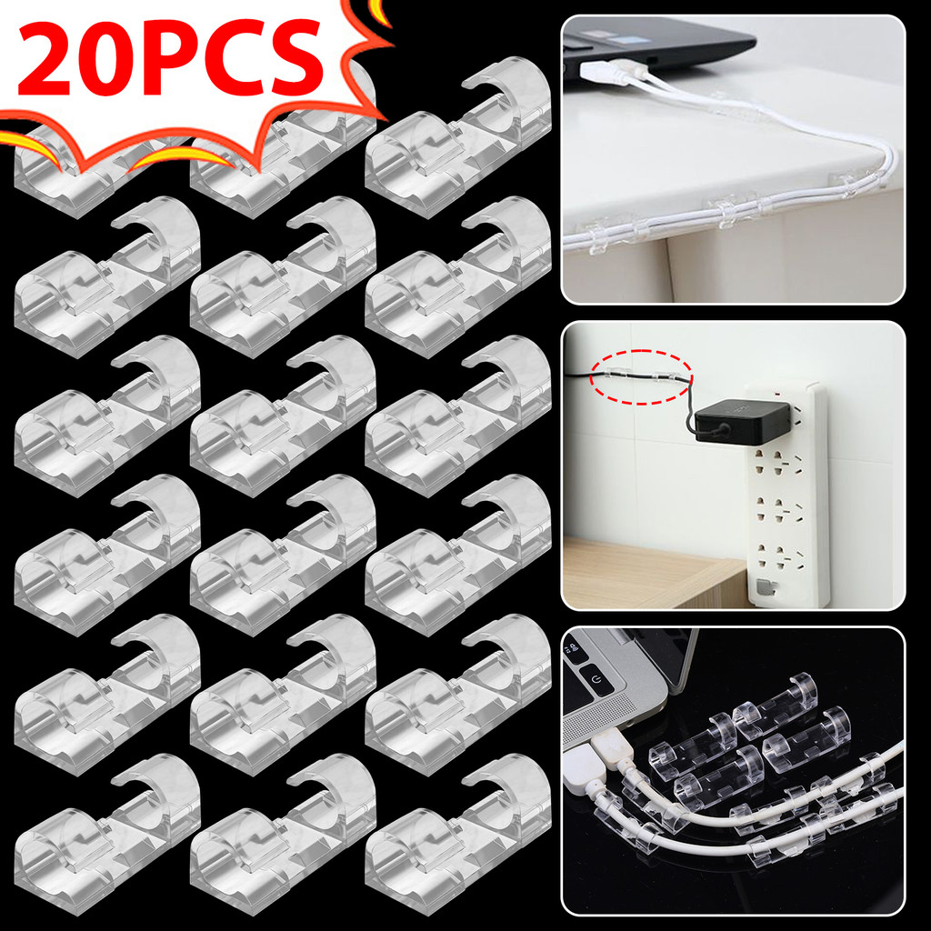 20Pcs Transparent Cable Organizer Clips - Self Adhesive Light String ...