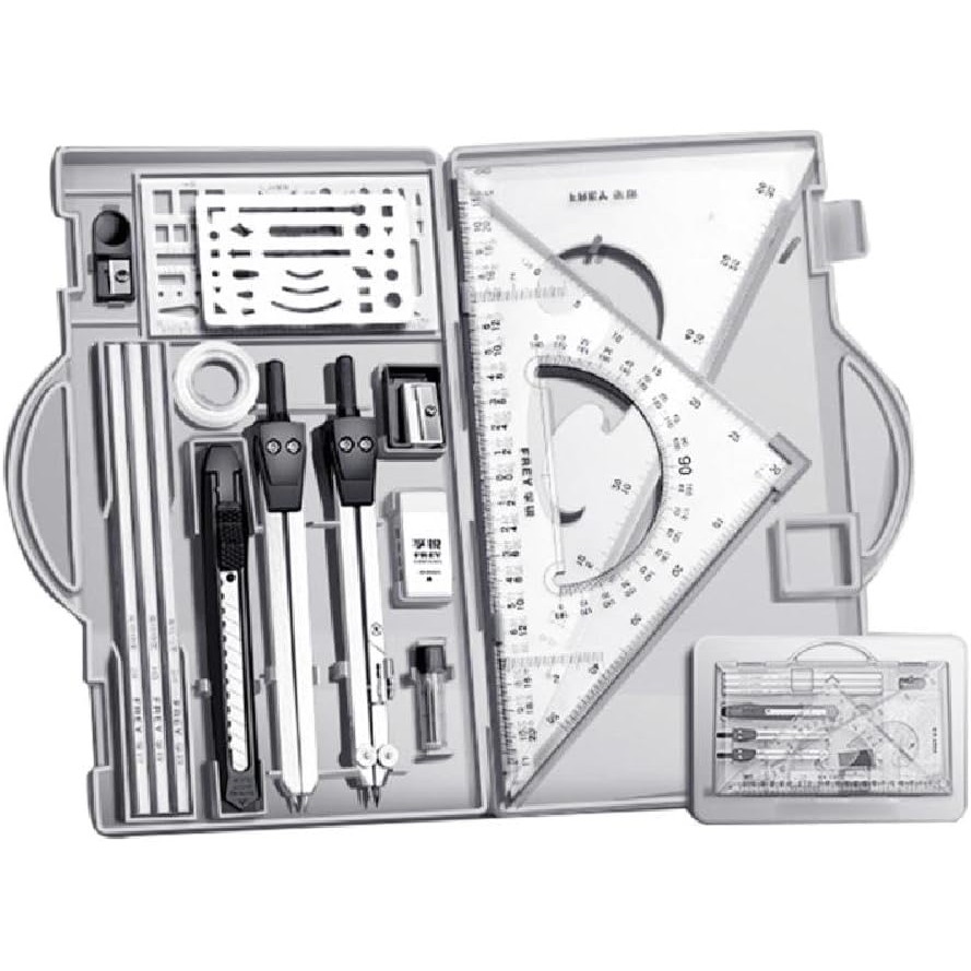 Architect Set Professional Geometry Set 18 Compass and Protractor Set ...