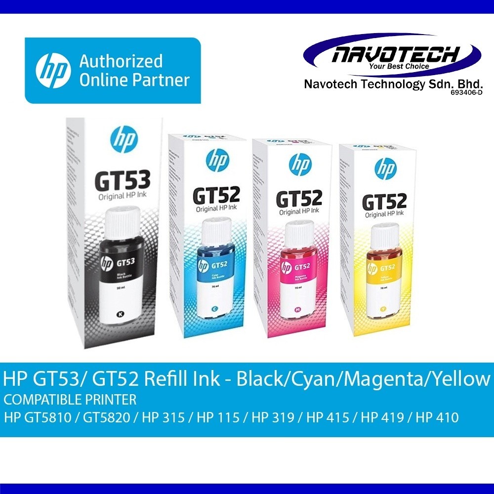 HP GT53XL GT53 GT52 GT53XL ORIGINAL INK BOTTLE FOR GT5810 , GT5820 , HP ...