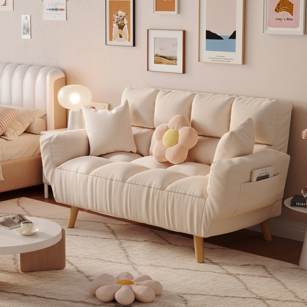 Lazy Sofa Living Room Bedroom Double Fabric Folding Sofa Leisure - Main Image