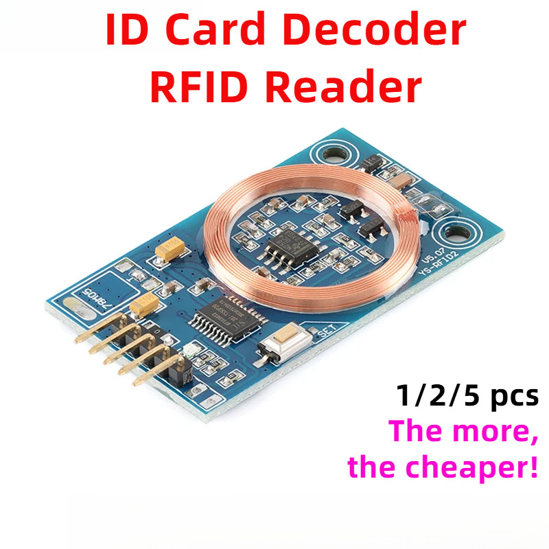 1/2/5pcs ID Card Decoder Decoding RFID Reader Module 125KHz TK4100 UART ...