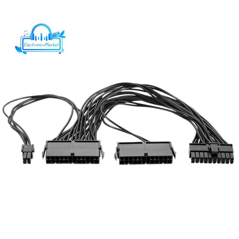 12Inch Dual PSU Power Supply 24 Pin 18AWG Extension Cable, for ATX ...