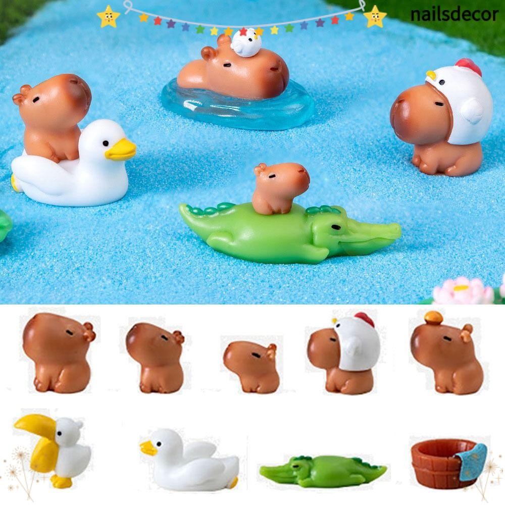 38 Pcs Mini Capybara Cake Topper Set - Tiny Fences, Trees, Pond & Animal Figures For DIY Fairy Gardens & Party Decor