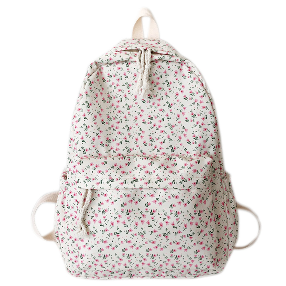 KKD Korean Student School Backpack Floral White School Bags for Teenage Girls Cute Women s Backpack Brand Book Bag Nylon Rucksack Shopee Malaysia