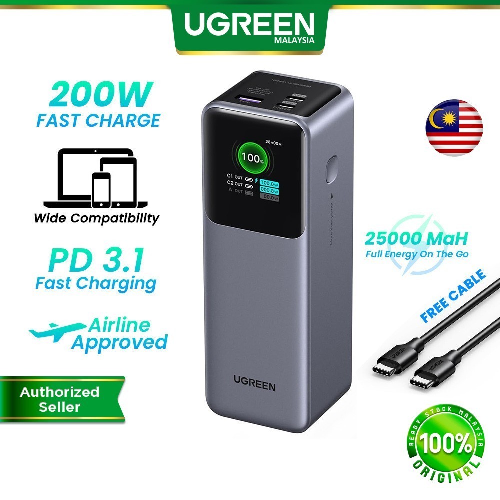 UGREEN Nexode Powerbank 20000mAh 130W - PD 3.0 Laptop Powerbank Mit USB C Kabel