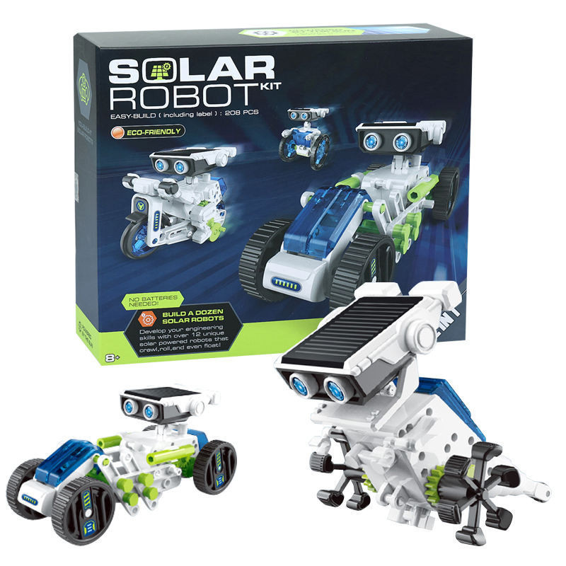 12 in 1 Solar Robot Kit DIY self-contained Solar power Robot STEM toys ...