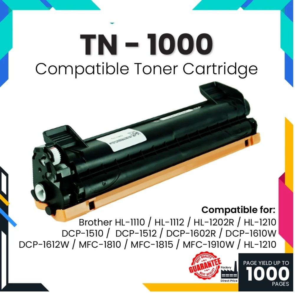 Toner Compatible Brother TN1050 - Pour Imprimantes HL1112A, HL1210W, MFC1810, MFC1910 Et Autres Modèles