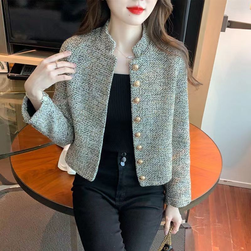 French Light Luxury Jacket Women's 2024 Spring New Design Stand Collar ...