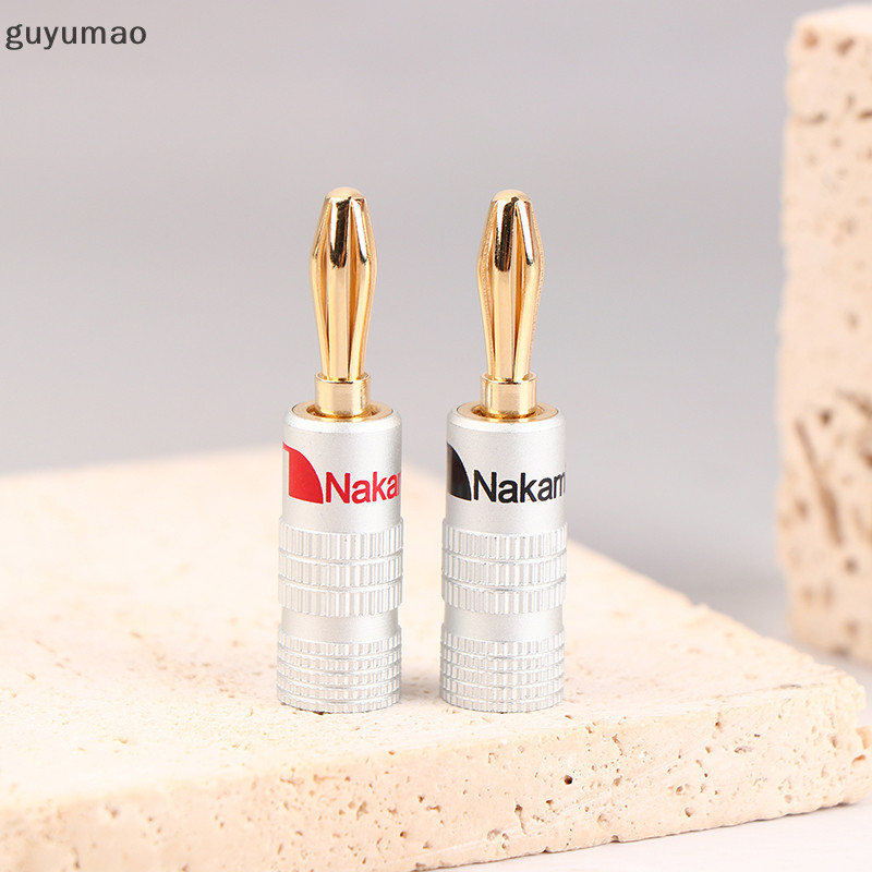 guyumao 2Pcs 4mm Audio Plug Jack Banana Plugs for Speaker Wire Gold