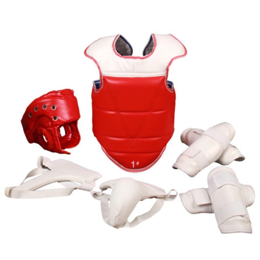 Taekwondo Protector WTF 5pcs/set PU Karate Equipment Helmet Body Chest ...