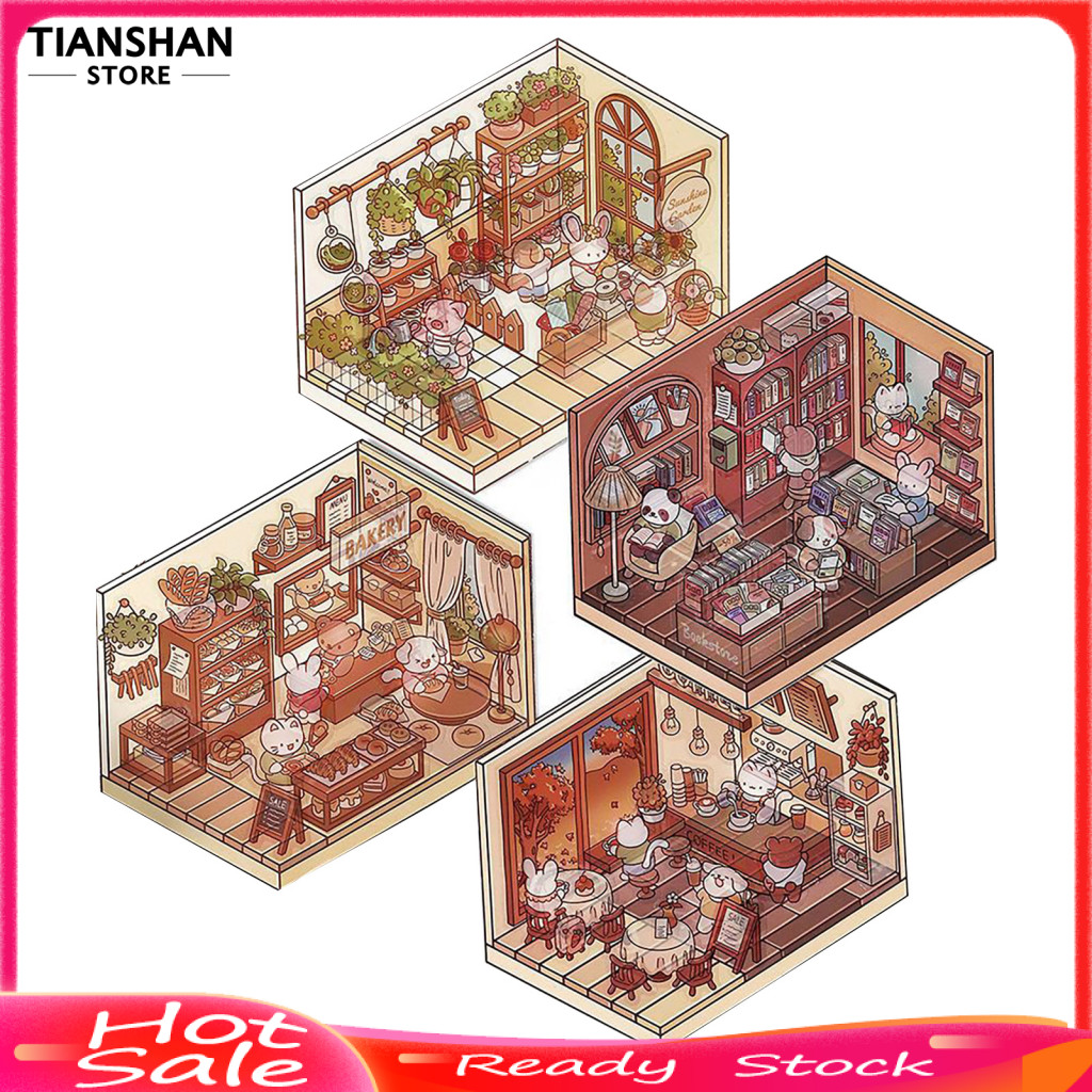 Printed Stickers Reusable 3d House Stickers 3d Diy House Scene Stickers ...