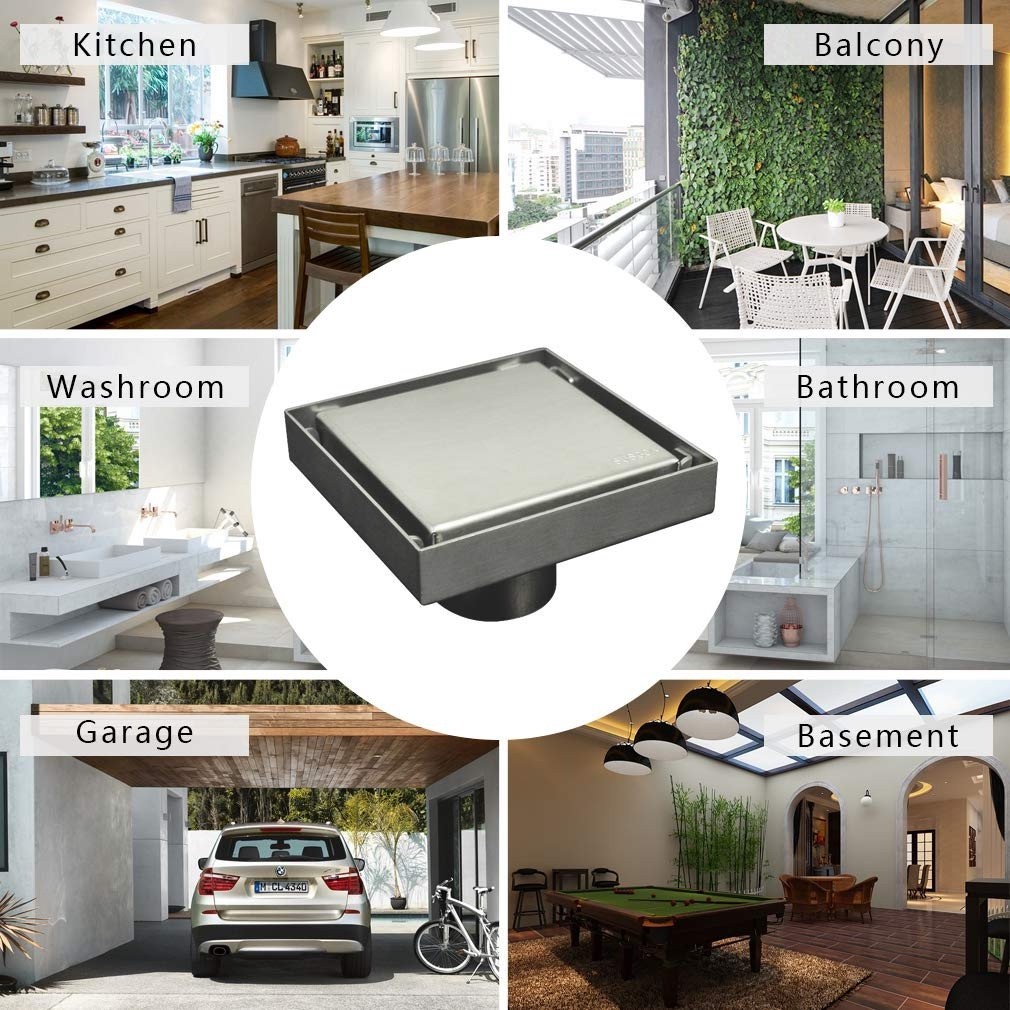 Stainless Steel Bathroom Hidden Floor Drain Washing Machine Head Anti